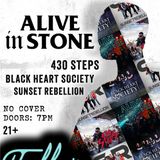 Alive In Stone with 430 Steps, Black Heart Society, and Sunset Rebellion