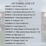 OCTOBER MUSIC LINE UP!