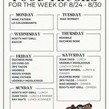 Food Truck Schedule 8/24-8/30